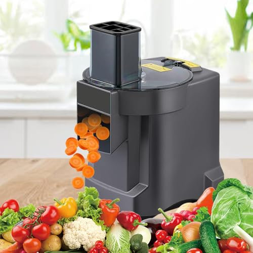 Máquina picadora verduras comercial, cortadora y trituradora verduras eléctrica con 3 troqueles corte,cortadora automática de frutas y verduras para uso doméstico, velocidad corte: 150 kg/h