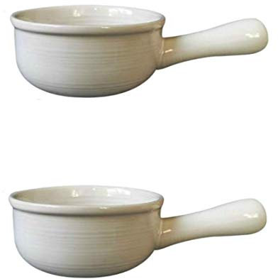 French Onion Soup Bowls with Handles, Durable Ceramic pots, Suitable for Soup, Chilli, Beef stew, muesli, White||2 pcs