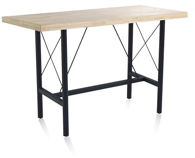 duehome | Mesa Alta de Cocina, Mesa de Bar, Barra, Mesa Contract, Modelo Bistro, Color Roble y Negro Medidas: 160 cm (Largo) x 70 cm (Ancho) x 100 cm (Alto)