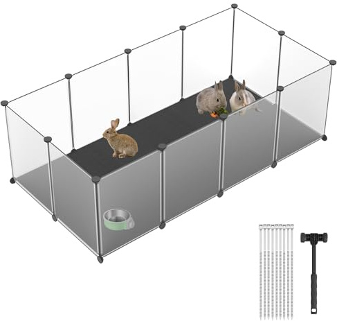 SUBTLETY Kleintierlaufställe DIY Montage Kaninchengehege Kunststoff Kleintiergehege mit Abnehmbarer Bodenplatten & Gummihammer Freigehege für Hamster, Kaninchen, Meerschweinchen (35x45cm, 12 Stück)