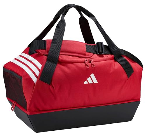 adidas Unisex Tiro Duffle Bag Small with Bottom Compartment Duffel Bag, Team Power red 2/White, One Size
