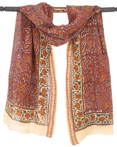 GURU SHOP Lätt pareo, sarong, handtryckt bomullstyg, Lungi med webbkant – kastanjebrun, herr/kvinnor, bomull, 190 x 120 cm