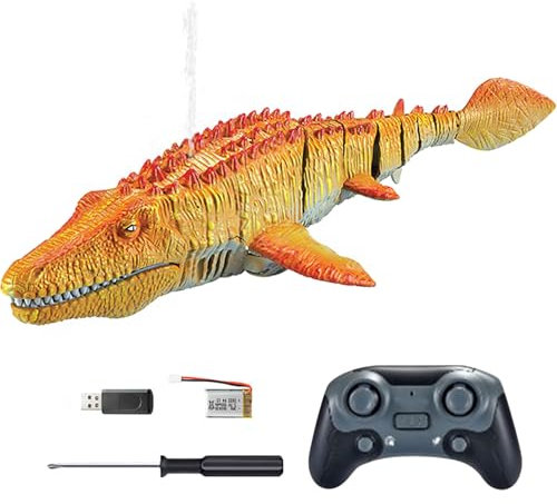 Mosasaures de buceo Juguete - Dinosaurio de agua inflable, Gadget de diversión de la piscina | Control remoto Toy de dinosaurio de piscina al aire libre con luz y spray, juguetes de juego de agua para