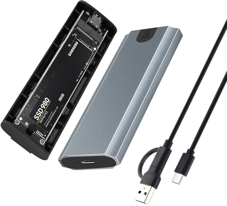 VIVIDRISE Caja SSD M.2 NVMe PCIe USB C 3.2 Gen 2 10Gbps UASP, Adaptador SSD, Carcasa Externa para Disco Duro para PCIe 2242/2260/2280 con Cable Incluido, Soporte UASP y Trim (no SATA)