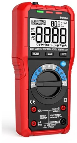JOXLOVER Multimètre numérique Intelligent, voltmètre, Courant Alternatif, Tension, testeur Multiple, Plage Automatique, 6000 Points, LCD, NCV, condensateur Firewire pour Les Tests électriques