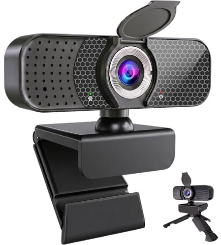 Kemeiv C26 1080P Webcam with Microphone, USB Computer Camera with Privacy Cover, Noise Reducing Mic, Auto Light Correction, 105° Wide Angle, Plug&Play for PC Mac Laptop Zoom Teams Streaming
