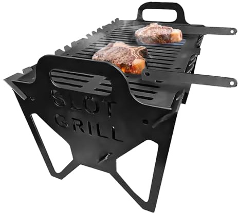 Krmoau Foldable Barbecue Grill - Portable Folding Grill with Function - Robust Swivel Grill Accessory for Balcony Patio Camping Garden