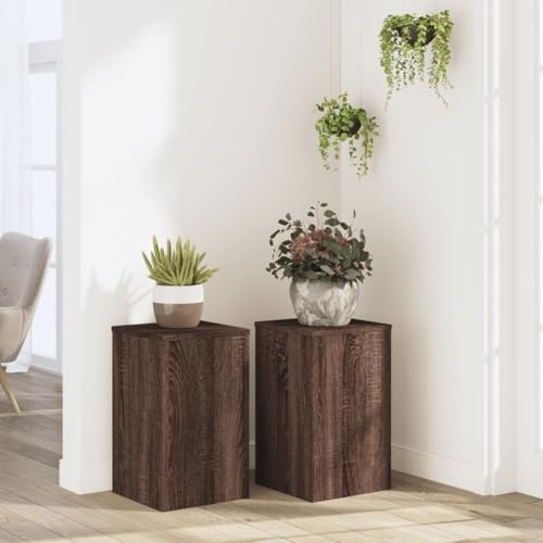 HaoChrymec Portavasi 2 pz, in Legno Effetto Rovere, Supporto per Piante con Struttura Cavità, Portavasi da Balcone, Fioriera da Esterno, per Interni ed Esterni, Colore Marrone, 30x30x50 cm