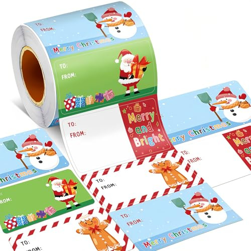Xanthelle Adesivi di Natale, 500 Pezzi Adesivi Natalizi, Adesivi Autoadesivi & Etichette Regalo, Adesivi per Scrivere