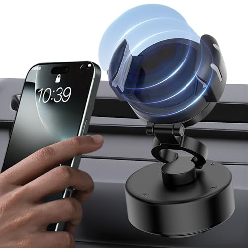 MagAxis Clip Soporte Móvil Coche, Agarre de ventosa Automático Con Pinza y giratorio de 360º,【adecuado para teléfonos Smartphones de 4 a 7】 pulgadas Compatible con MagSafeAndroid Oppo Accesorios Coche