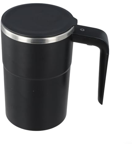 QOXEZY Elegante tazza elettrica in acciaio inox, automatica, magnetica, auto-mescolante, perfetta per frullati di caffè e proteine a casa o in ufficio (nero)