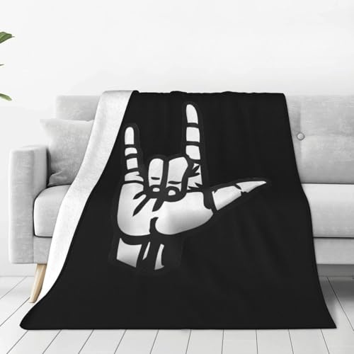 Asl I Love You Sign Language Travel Blankets Lightweight Throw Luxury Couch Blanket For Living Rooms Bedroom Home Decor L