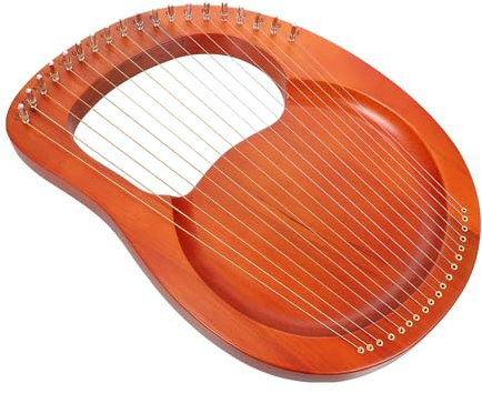 19-saitige Handharfe aus Kunststoff, 1 Satz Tragbare Lyra | Braun, 19 Metallseiten, Extra Saiten und 2 Plektren, für Kinder Geeignet