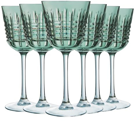 Cristal d'Arques Verre à Vin Rendez-Vous Brume Vert 25 cl Lot de 6 | Cristallin sans plomb éclatant, verre à pied pour dégustation et service du vin, compatible lave-vaisselle, brillance durable