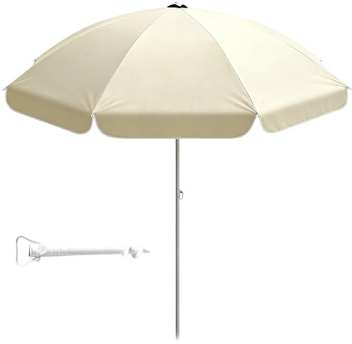 XOBRJQZ Parasol de Plage Portable de 240 cm, Parasol de Jardin UPF 50+ avec Ancrage de Sable, Imperméable, pour Camping Terrasse