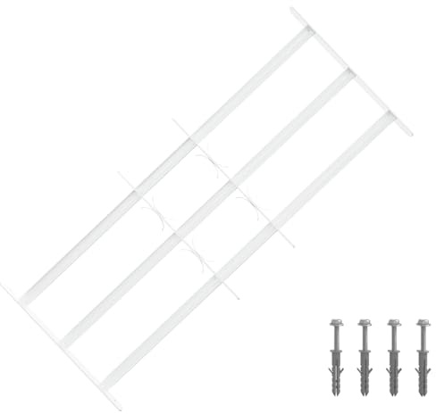 Mokuyary Grille de sécurité pour Fenêtres avec 3 barres transversales J | Grille de Protection pour Balcon, rez-de-chaussée et Fenêtre de Cave