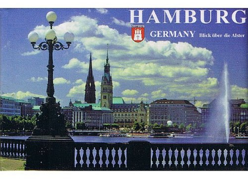Foto-Magnet Hamburg Alsterblick, Souvenir, ca. 8 x 5,4 cm