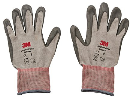 3M Comfort Grip General Use Work Glove, Nitrile Palm Coating, Washable with Knit Wrist Cuff, 1 Pair, Large