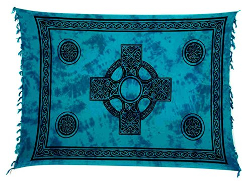 Ciffre Sarong Pareo Wickelrock Strandtuch Tuch Wandbehang Keltisch Kreuz Türkis Lila