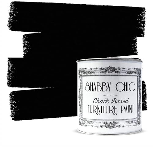 Shabby Chic Chalk Based Furniture Paint, Black Liquorice - 1 L | Distressed Matt Finish for Furniture, Home Decor or DIY Projects | Interior & Exterior | Non-Sand, Suitable for Wood, Plastic & Metal
