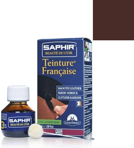 Saphir deckende Lederfarbe zum einfärben und Umfärben für Rauleder und Glattleder (Havanna (Tabakbraun))