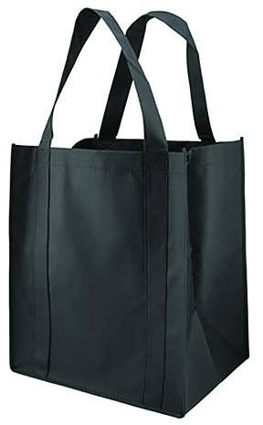 Reusable Reinforced Handle Grocery Tote Bag Large (10 Pack)Black
