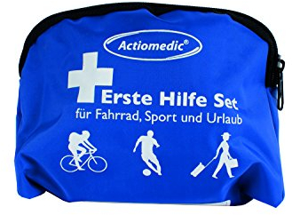 ACTIOMEDIC Erste-Hilfe-Set für Fahrrad- und Freizeitaktivitäten I Fahrrad-Notfallset I Mini-Ersthilfetasche für draußen und zum Wandern mit mehrsprachige Beschriftung I Wasserabweisendes Nylon