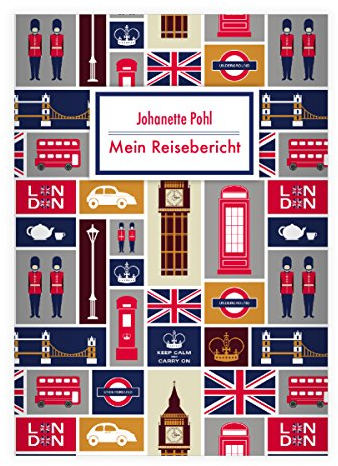 Kartenkaufrausch 16 personalisierte, Trendige London DIN A5 Grundschul Hefte mit englischen Symbolen auf orange beige Kontrastlineatur 2