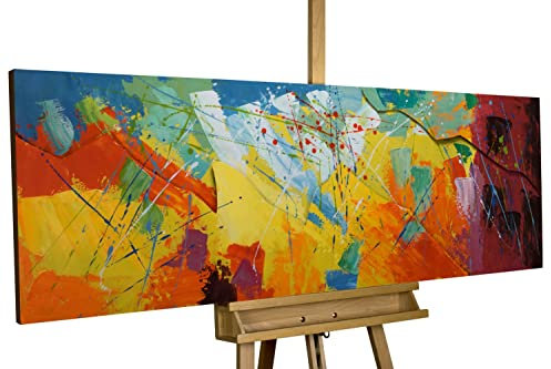KunstLoft Metallbild 3D | 100% HANDGEFERTIGT | 144x44x4cm | Wandbild Metall Deko 'Rise to the Sky' | Abstrakt | Bunt | Metall Wanddeko Wohnzimmer