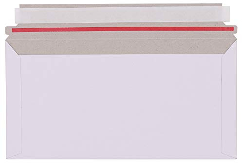 Umschläge Größe: 230x120 mm Vollpapptasche Haftklebung mit Abziehstreifen Versandhülle Lang Pappe Karton Versandtaschen weiss Vollpappe (10 Stück)