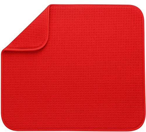 S&T INC. Abtropfmatte für Küche, saugfähig, wendbar, Mikrofaser, 40,6 x 45,7 cm, Flammenrot