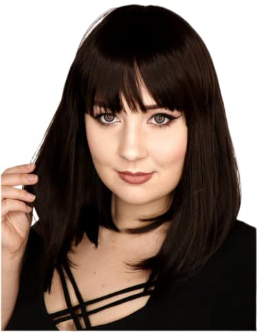 Prettyland Damen Schwarz Mittellange glatte Matte wie Echt-Haar Statikfreie Perücke Bob Pony black Wig C969