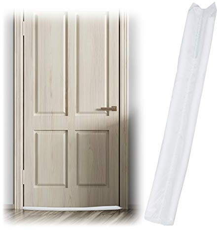 Relaxdays Zugluftstopper für Türen, beidseitig, Türrolle gegen Zugluft & Kälte, Stoff, Türluftstopper, 90 cm lang, weiß