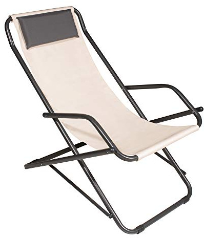 VERDELOOK Formentera, Poltrona Sedia Sdraio oscillante, 90x60x73 cm, per arredo esterni, Made in Italy, Ecru