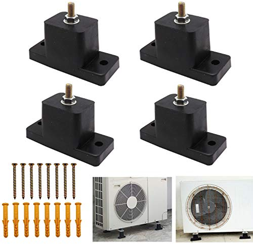4 Pack Rubber Vibration Isolator, Anti-Vibration Air Conditioner Mounting Bracket Shock-Proof Pads Mounts for Outdoor Mini Split Air Conditioner Condenser