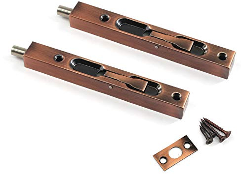Zerniple - Loquet de porte coulissant en acier inoxydable de 15,2 cm, verrou à encastrer bronze rouge avec vis pour chambre, placard
