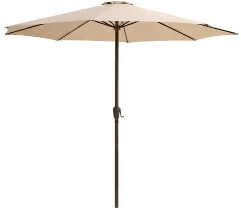 LOLAhome Parasol +RESISTENTE, circular, mástil fijo Ø48mm de aluminio, con Antiviento y Manivela, Elegante y Duradero, tratamiento Anti-corrosión, Para Exterior, Jardín - Tessa Alba