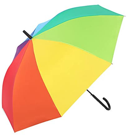 Nff Regenschirm, Anti-Ultraviolett, Winddicht, Regenbogen-Farbiger Gerade Griff Großer Regenschirm Mit 8 Rippen, Kompakter, Selbsteröffnender Regenschirm Für Männer Und Frauen