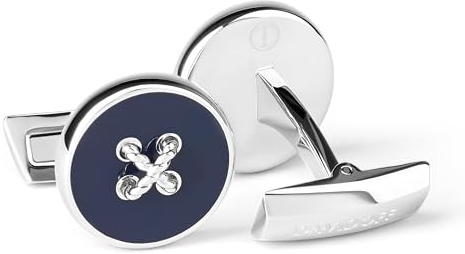 DAVIDOFF ESSENTIALS Manschettenknöpfe – exklusive rhodinierte und lackierte Messing Manschettenknöpfe – stilvolle Herren Accessoires in Knopf-Optik