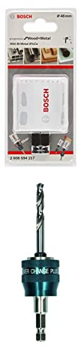 Bosch Professional Lochsäge Progressor for Wood & Metal (Holz und Metall, Ø 48 mm) + 1x Power Change Plus Adapter (Aufnahme 3/8“ Sechskant, inkl. HSS-G Bohrer 7.15 x 85 mm)