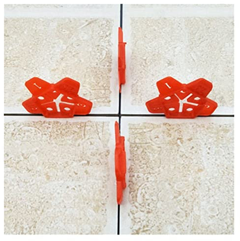 OVLIN 50pcs 5 Size Ceramic Gap Tile Leveling System Locator Cross Tile Leveling System Gap Manual Grout Pump Floor Construction Tools