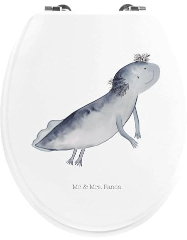 Mr. & Mrs. Panda Motiv WC Sitz Axolotl Schwimmen - Geschenk, Schwanzlurch, Toilettendeckel, Klobrille, Klodeckel, Molch, Toilette, WC-Sitz, schwimmt,