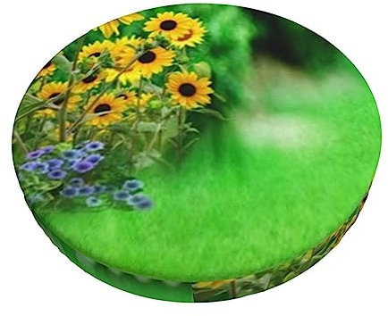 Vine Fence Grassland Sunflower Printed Stool Covers Round Stretch Bar Stool Covers Elastic Bar Stool Seat Covers Washable Stool Cushion Slipcover Bar Chair Cover With Elastic Band For 12-14 Inch Chair