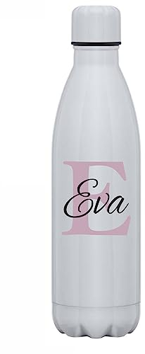 C&P Botella personalizada con nombre + inicial, Botella de agua acero inoxidable térmica de doble Capa bebidas frías 24h y Calientes 12h, Capacidad 500 ml