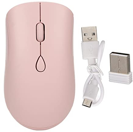 Bluetooth Trådlös Mus, Dubbla Lägen Bluetooth 5.2 & 2.4G Trådlös 1600DPI Datormus med USB-mottagare, Laddningsbar Tyst Mus (Rosa)
