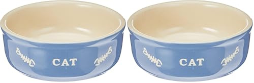 Nobby Katzen Keramikschale CAT hellblau/beige Ø13,5 X 5 cm (Packung mit 2)