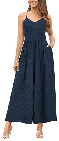 LAISHEN Jumpsuit for Women UK Playsuits Wide Leg Dressy Pants Overall Ladies Summer Casual Dungarees Romper with Pockets