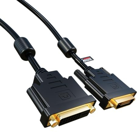 rhinocables Cable alargador DVI-D Dual Link - Macho a Hembra - 24+1 Pin DVI Video Digital para Monitores de Ordenador, TV, Juegos, Extensores de Proyector 5m