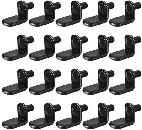 QUARKZMAN Regalstützstifte, 30 Stück 6mm (1/4) L-förmige Stützbügelstifte Regalstift mit Gummihülse für Möbelregale, Schwarz