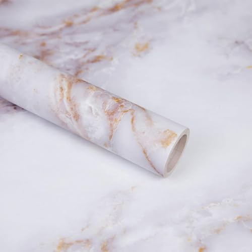 Decoroom Möbelfolie Marmor Folie Selbstklebend 40x600cm Klebefolie Marmor Granit Wasserdich Vinyl Dekorfolie Küchenschrank Küchenfolie Aufkleber für Möbel DIY